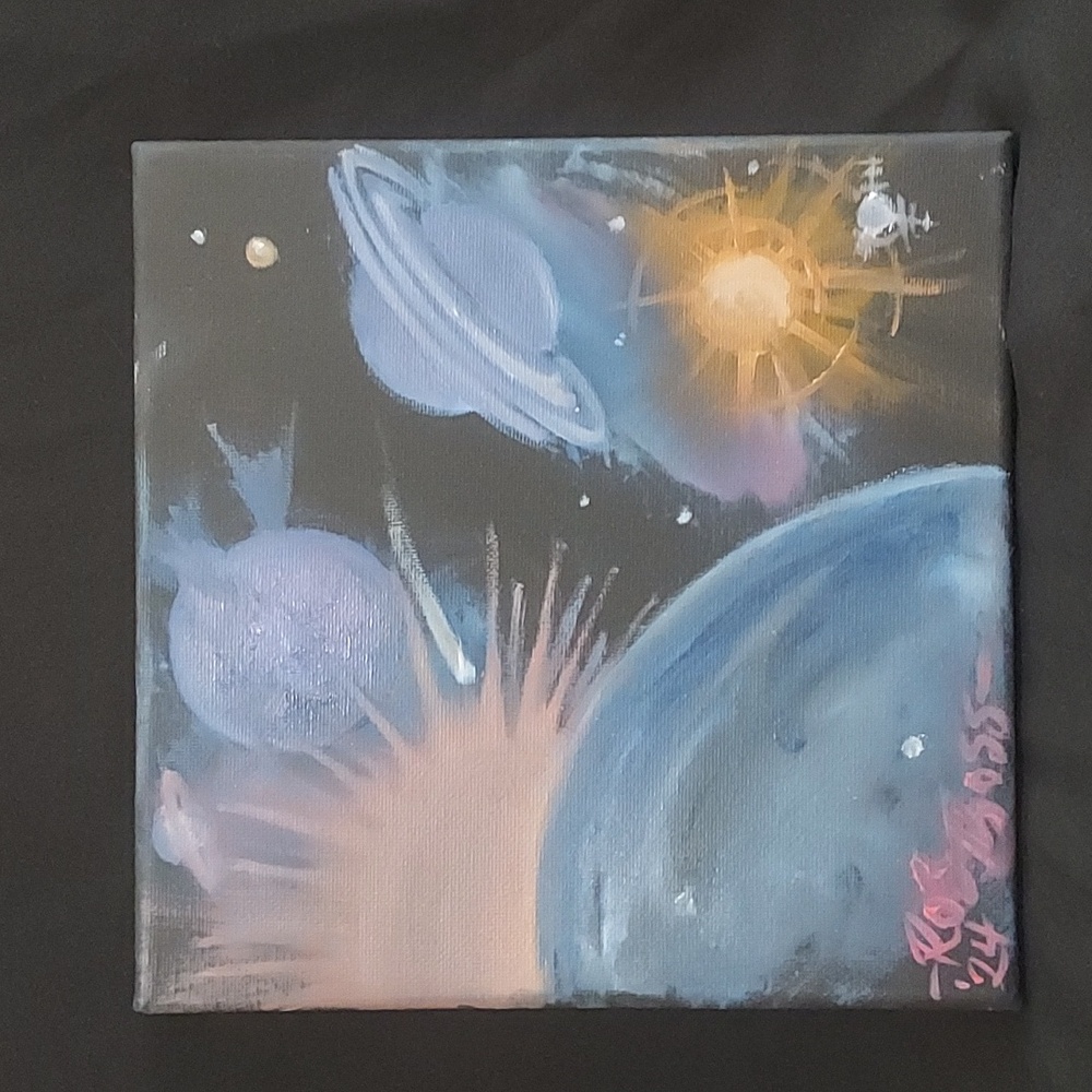 New Worlds oil on canvas painting 8"×8" (inches)